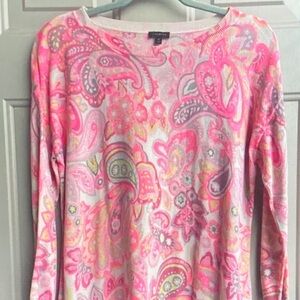 Talbots Vibrant Paisley Long Sleeve Top